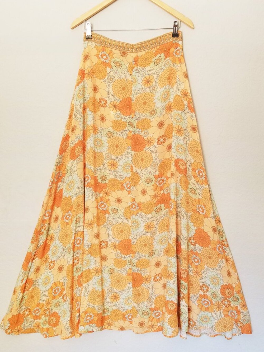NEW Nine Lives Bazaar Penni Maxi Skirt in Oasis Yellow 10 $169 Retro 70s Vintage - Picture 6 of 15